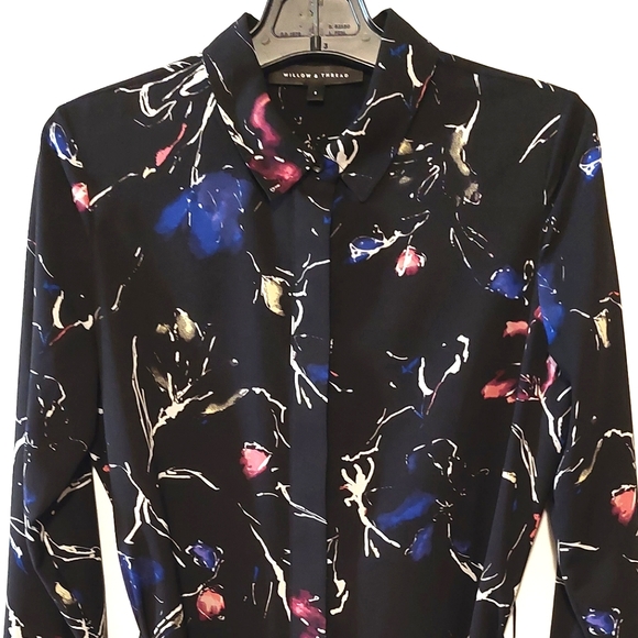 Reitman's Willow & Thread Women's Button-Down Tie Front Blouse Dress EUC Size 8 - Picture 4 of 13